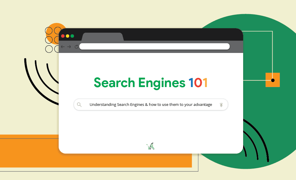 Search Engine Page digitally (ex. google, bing etc) digitally illustrated